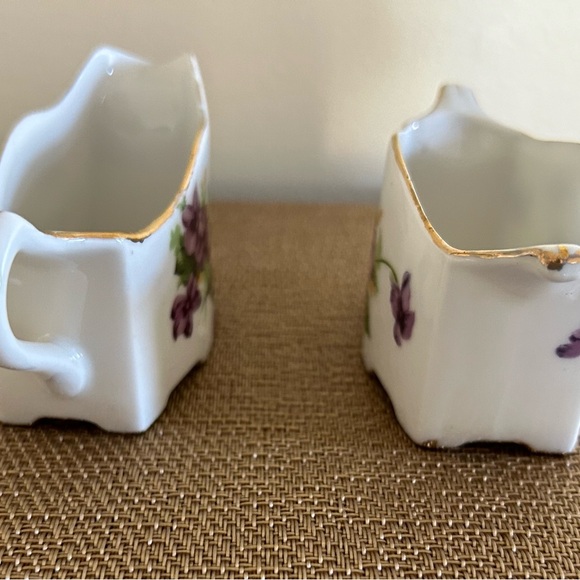 Vintage Norcrest Transferware Miniature Sugar and Creamer Voilet Flowers set, - Picture 8 of 16